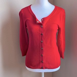 Red cardigan
